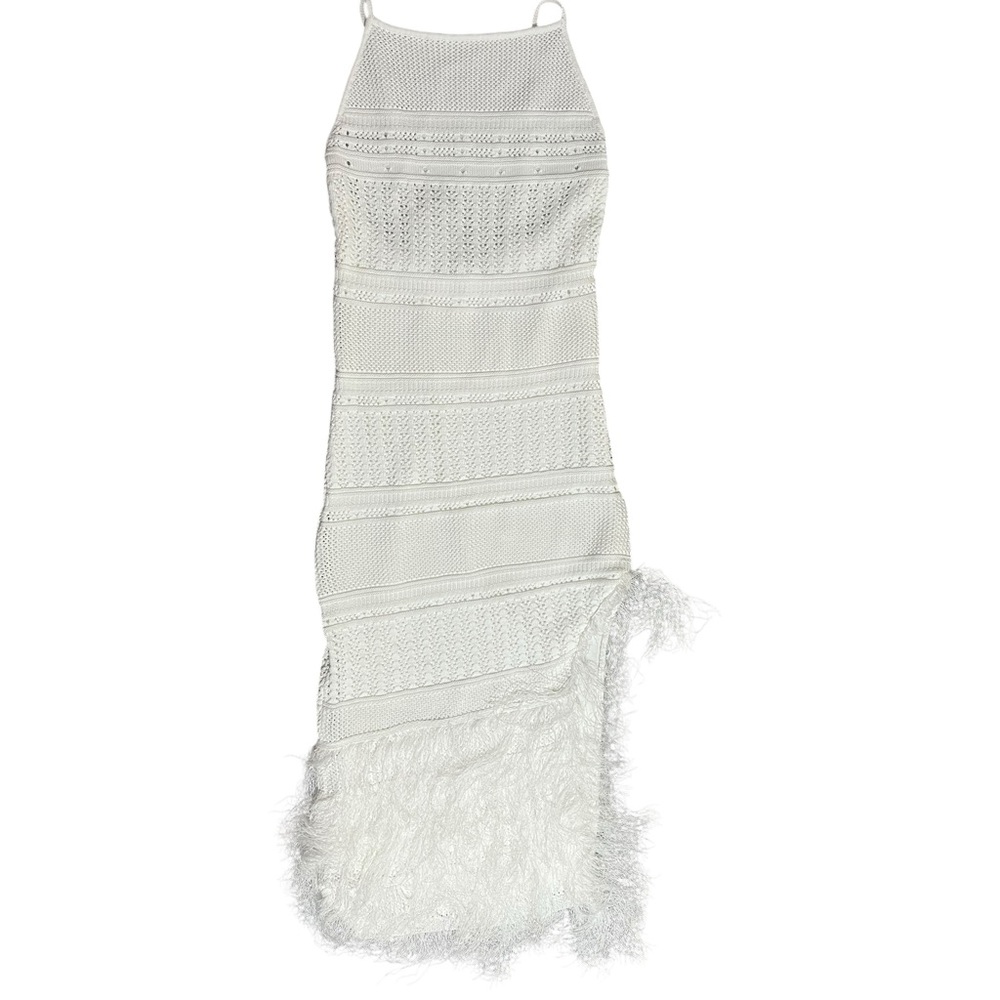 Torn by Ronny Kobo White Yuna Fringe Dress size Xsmall - Picture 4 of 11